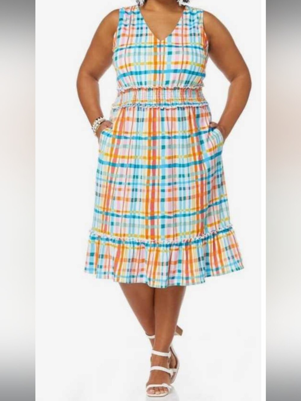 💥FINAL💥Cato Multicolor Plaid Sleeveless Halter Dress NWT